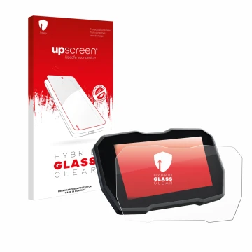 Parte frontale di una confezione del prodotto con il logo del marchio upscreen. Accanto è raffigurato il dispositivo Ducati Mu