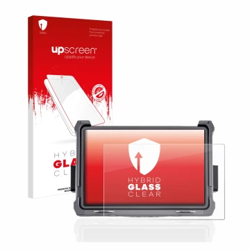 Parte frontale di una confezione del prodotto con il logo del marchio upscreen. Accanto è raffigurato il dispositivo DJI Trans