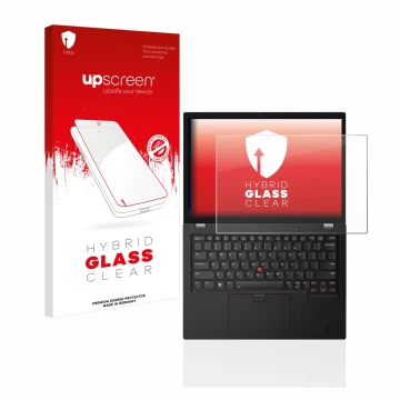 Parte frontale di una confezione del prodotto con il logo del marchio upscreen. Accanto è raffigurato il dispositivo Lenovo Th