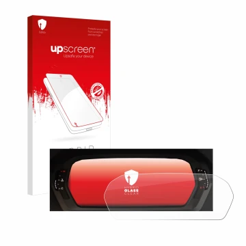 Parte frontale di una confezione del prodotto con il logo del marchio upscreen. Accanto è raffigurato il dispositivo Audi A3 2