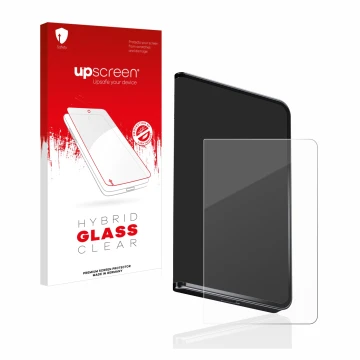 Parte frontale di una confezione del prodotto con il logo del marchio upscreen. Accanto è raffigurato il dispositivo Ledger St