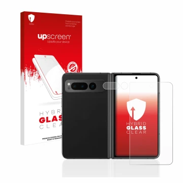 Parte frontale di una confezione del prodotto con il logo del marchio upscreen. Accanto è raffigurato il dispositivo Google Pi