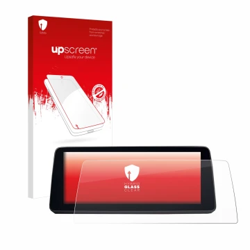 Parte frontale di una confezione del prodotto con il logo del marchio upscreen. Accanto è raffigurato il dispositivo BMW 5 G30