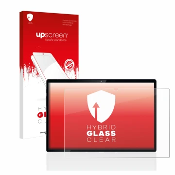 Parte frontale di una confezione del prodotto con il logo del marchio upscreen. Accanto è raffigurato il dispositivo Mediacom 