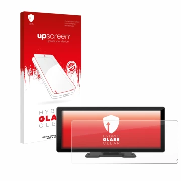 Parte frontale di una confezione del prodotto con il logo del marchio upscreen. Accanto è raffigurato il dispositivo Carpuride