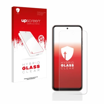 Parte frontale di una confezione del prodotto con il logo del marchio upscreen. Accanto è raffigurato il dispositivo HTC U23 P