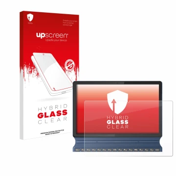 Parte frontale di una confezione del prodotto con il logo del marchio upscreen. Accanto è raffigurato il dispositivo Lenovo Id