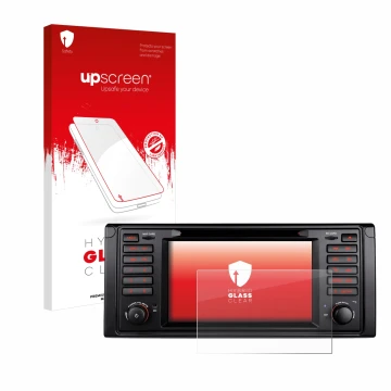 Parte frontale di una confezione del prodotto con il logo del marchio upscreen. Accanto è raffigurato il dispositivo Xtrons IQ