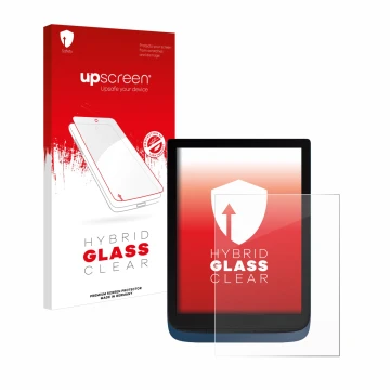 Parte frontale di una confezione del prodotto con il logo del marchio upscreen. Accanto è raffigurato il dispositivo Vivlio In