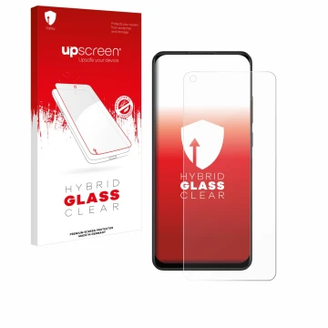 Parte frontale di una confezione del prodotto con il logo del marchio upscreen. Accanto è raffigurato il dispositivo Oppo A78 