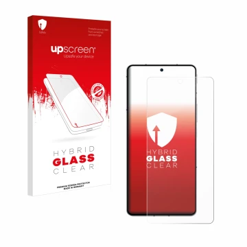 Parte frontale di una confezione del prodotto con il logo del marchio upscreen. Accanto è raffigurato il dispositivo ZTE Nubia