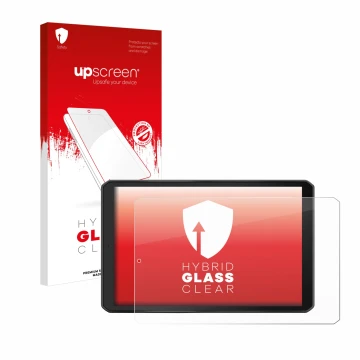 Parte frontale di una confezione del prodotto con il logo del marchio upscreen. Accanto è raffigurato il dispositivo Garmin Ca