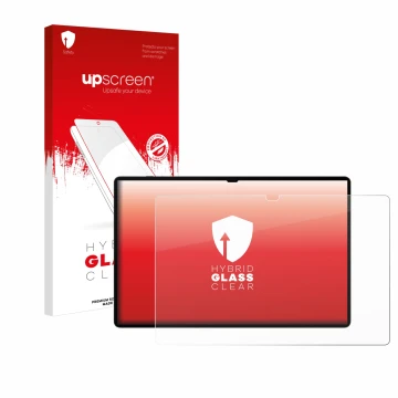 Parte frontale di una confezione del prodotto con il logo del marchio upscreen. Accanto è raffigurato il dispositivo Samsung G