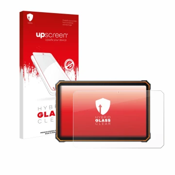 Parte frontale di una confezione del prodotto con il logo del marchio upscreen. Accanto è raffigurato il dispositivo Blackview