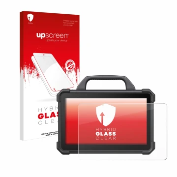 Parte frontale di una confezione del prodotto con il logo del marchio upscreen. Accanto è raffigurato il dispositivo Launch X-