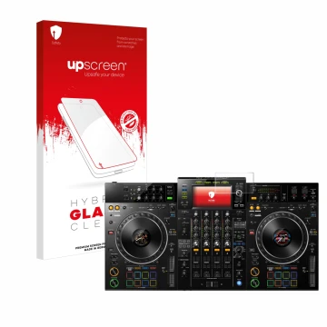 Parte frontale di una confezione del prodotto con il logo del marchio upscreen. Accanto è raffigurato il dispositivo Pioneer X