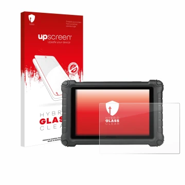 Parte frontale di una confezione del prodotto con il logo del marchio upscreen. Accanto è raffigurato il dispositivo Autel MX9