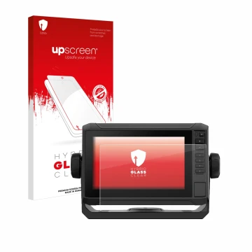Parte frontale di una confezione del prodotto con il logo del marchio upscreen. Accanto è raffigurato il dispositivo Garmin EC