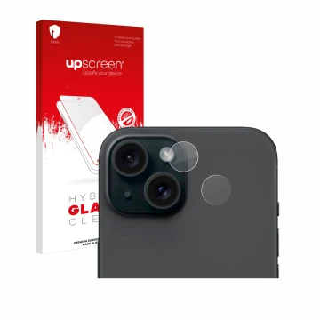 Parte frontale di una confezione del prodotto con il logo del marchio upscreen. Accanto è raffigurato il dispositivo Apple iPh