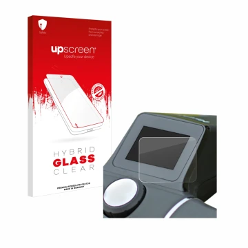 Parte frontale di una confezione del prodotto con il logo del marchio upscreen. Accanto è raffigurato il dispositivo Motocaddy
