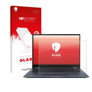 Parte frontale di una confezione del prodotto con il logo del marchio upscreen. Accanto è raffigurato il dispositivo ASUS Vivo