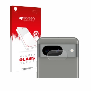 Parte frontale di una confezione del prodotto con il logo del marchio upscreen. Accanto è raffigurato il dispositivo Google Pi