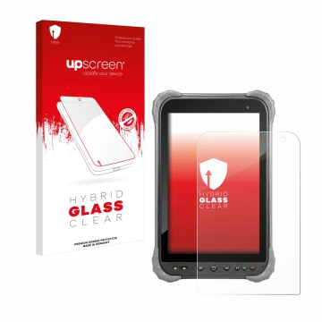 Parte frontale di una confezione del prodotto con il logo del marchio upscreen. Accanto è raffigurato il dispositivo Juniper S