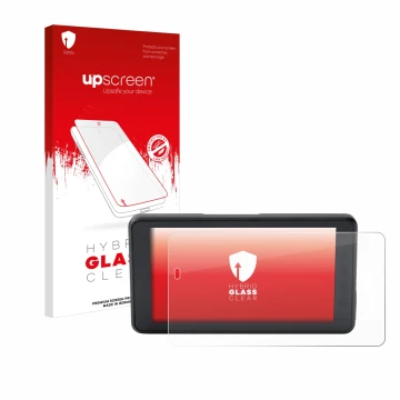 Parte frontale di una confezione del prodotto con il logo del marchio upscreen. Accanto è raffigurato il dispositivo BMW Conne