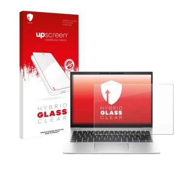 Parte frontale di una confezione del prodotto con il logo del marchio upscreen. Accanto è raffigurato il dispositivo HP EliteB