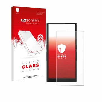 Parte frontale di una confezione del prodotto con il logo del marchio upscreen. Accanto è raffigurato il dispositivo Hiby R6 P