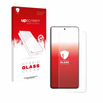 Parte frontale di una confezione del prodotto con il logo del marchio upscreen. Accanto è raffigurato il dispositivo Vivo iQOO