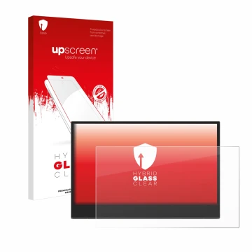 Parte frontale di una confezione del prodotto con il logo del marchio upscreen. Accanto è raffigurato il dispositivo Lenovo L1