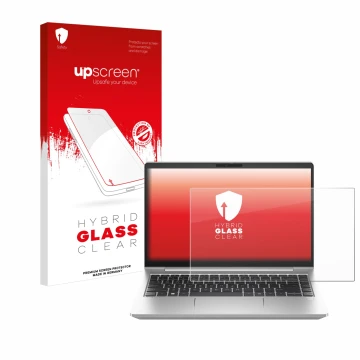 Parte frontale di una confezione del prodotto con il logo del marchio upscreen. Accanto è raffigurato il dispositivo HP ProBoo