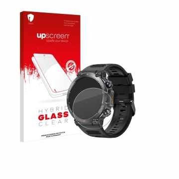 Parte frontale di una confezione del prodotto con il logo del marchio upscreen. Accanto è raffigurato il dispositivo GaWear K5