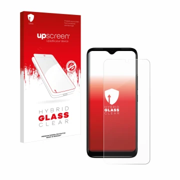 Parte frontale di una confezione del prodotto con il logo del marchio upscreen. Accanto è raffigurato il dispositivo Nokia C12