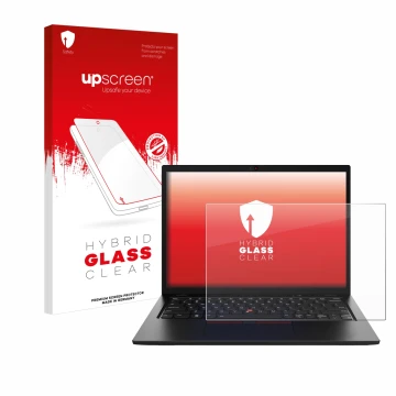 Parte frontale di una confezione del prodotto con il logo del marchio upscreen. Accanto è raffigurato il dispositivo Lenovo Th
