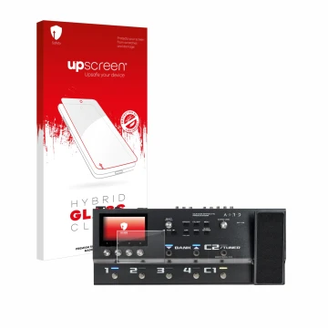 Parte frontale di una confezione del prodotto con il logo del marchio upscreen. Accanto è raffigurato il dispositivo Boss GX-1