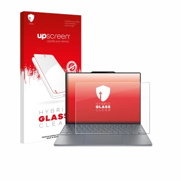 Parte frontale di una confezione del prodotto con il logo del marchio upscreen. Accanto è raffigurato il dispositivo Lenovo Th