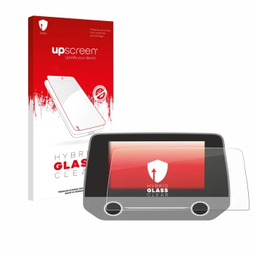 Parte frontale di una confezione del prodotto con il logo del marchio upscreen. Accanto è raffigurato il dispositivo Ford Focu