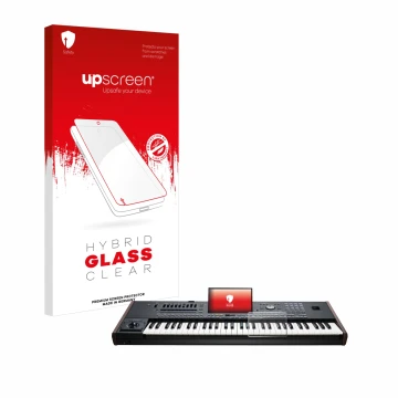 Parte frontale di una confezione del prodotto con il logo del marchio upscreen. Accanto è raffigurato il dispositivo KORG Pa5X