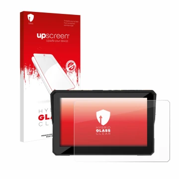 Parte frontale di una confezione del prodotto con il logo del marchio upscreen. Accanto è raffigurato il dispositivo Carpuride