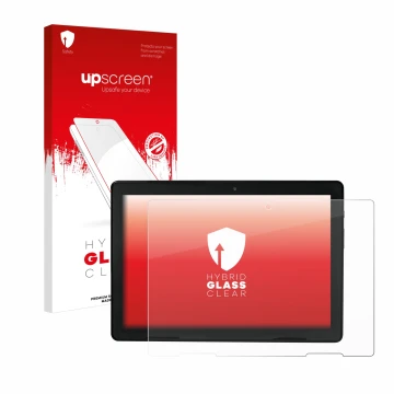 Parte frontale di una confezione del prodotto con il logo del marchio upscreen. Accanto è raffigurato il dispositivo MEDION E1