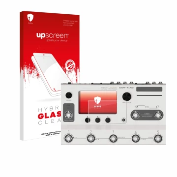 Parte frontale di una confezione del prodotto con il logo del marchio upscreen. Accanto è raffigurato il dispositivo Hotone Am