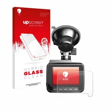 Parte frontale di una confezione del prodotto con il logo del marchio upscreen. Accanto è raffigurato il dispositivo Azdome IT