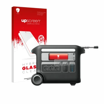 Parte frontale di una confezione del prodotto con il logo del marchio upscreen. Accanto è raffigurato il dispositivo Anker SOL