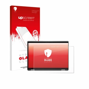 Parte frontale di una confezione del prodotto con il logo del marchio upscreen. Accanto è raffigurato il dispositivo Dell Lati