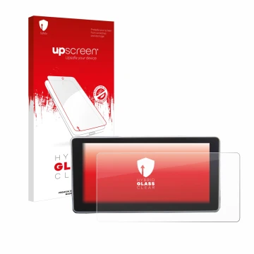 Parte frontale di una confezione del prodotto con il logo del marchio upscreen. Accanto è raffigurato il dispositivo Audi A4 B