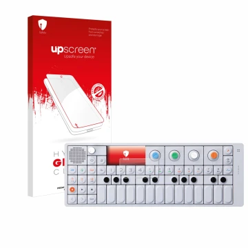 Parte frontale di una confezione del prodotto con il logo del marchio upscreen. Accanto è raffigurato il dispositivo Teenage E