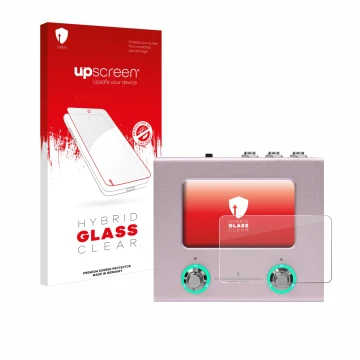 Parte frontale di una confezione del prodotto con il logo del marchio upscreen. Accanto è raffigurato il dispositivo Hotone Am