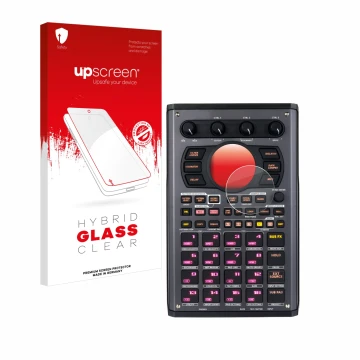 Parte frontale di una confezione del prodotto con il logo del marchio upscreen. Accanto è raffigurato il dispositivo Roland SP